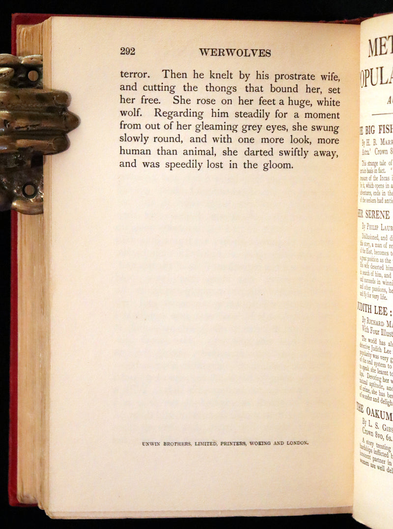 1912 Scarce First Edition on WEREWOLVES - WERWOLVES by Elliott O'Donnell - How to become a WEREWOLF.