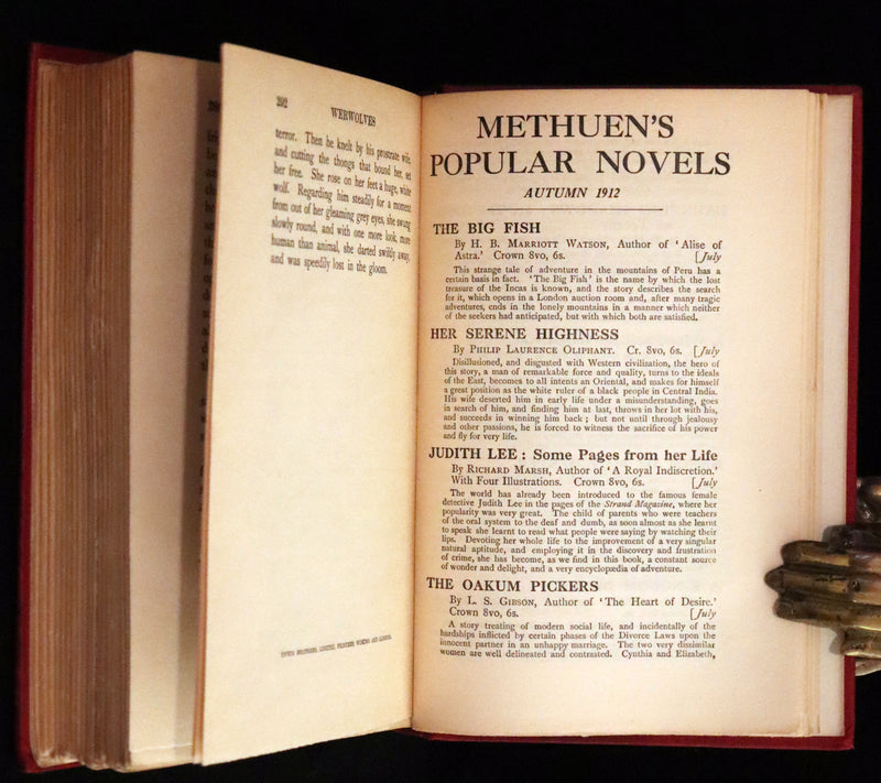 1912 Scarce First Edition on WEREWOLVES - WERWOLVES by Elliott O'Donnell - How to become a WEREWOLF.