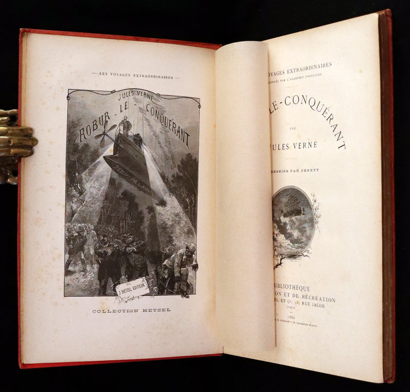 1886 Rare French First Edition - Jules Verne - Robur the Conqueror or The Clipper of the Clouds - Robur-le-Conquérant.