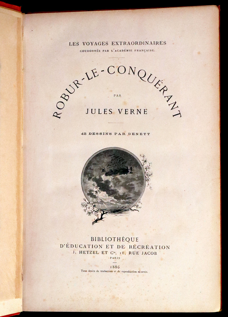1886 Rare French First Edition - Jules Verne - Robur the Conqueror or The Clipper of the Clouds - Robur-le-Conquérant.