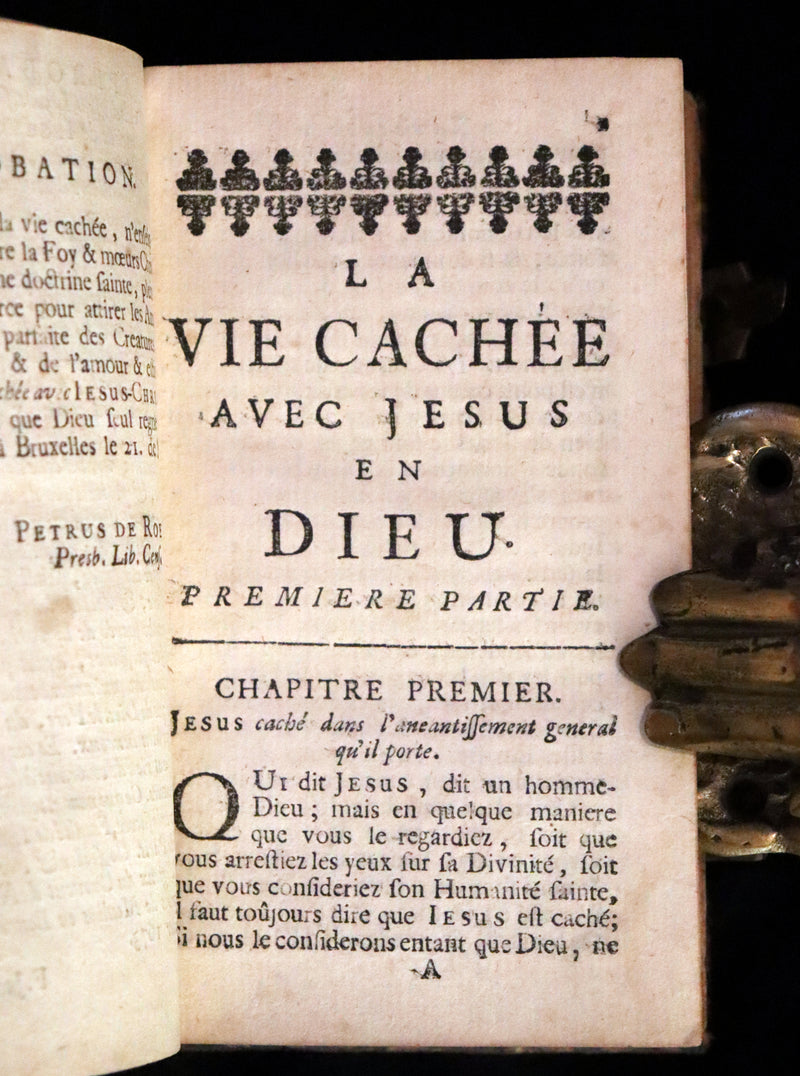 1698 Scarce French Christology Book - The Hidden Life with Jesus in God by Henri-Marie Boudon.