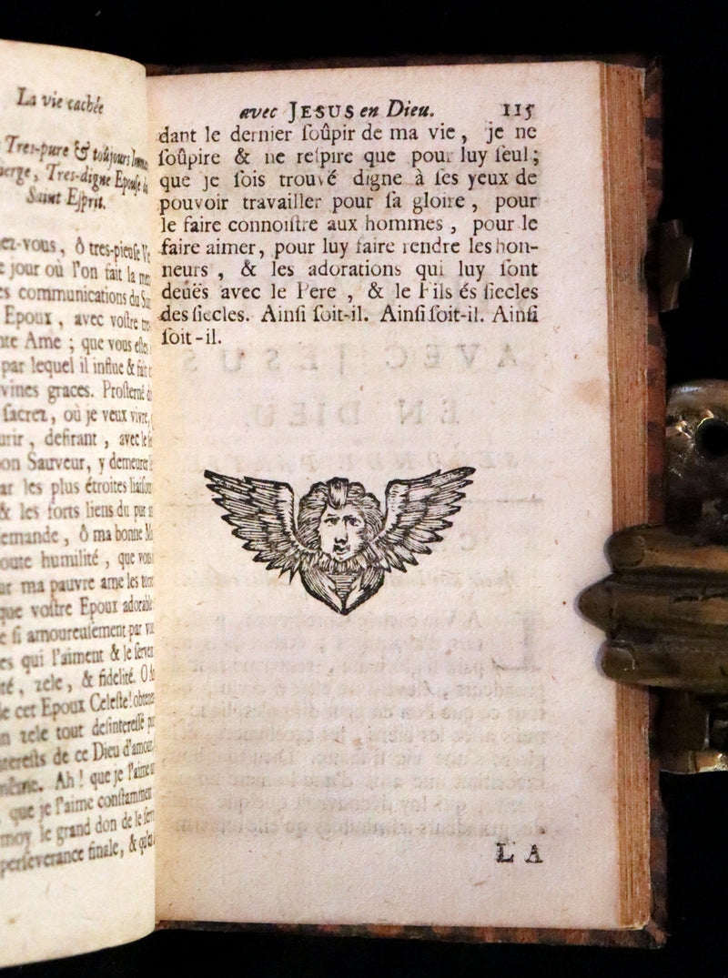 1698 Scarce French Christology Book - The Hidden Life with Jesus in God by Henri-Marie Boudon.