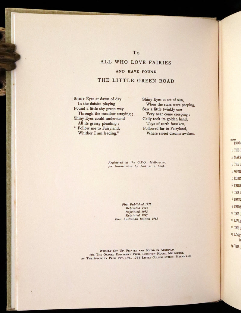 1948 First Australian Edition - The Little Green Road to Fairyland by Ida Rentoul Outhwaite illustrated.