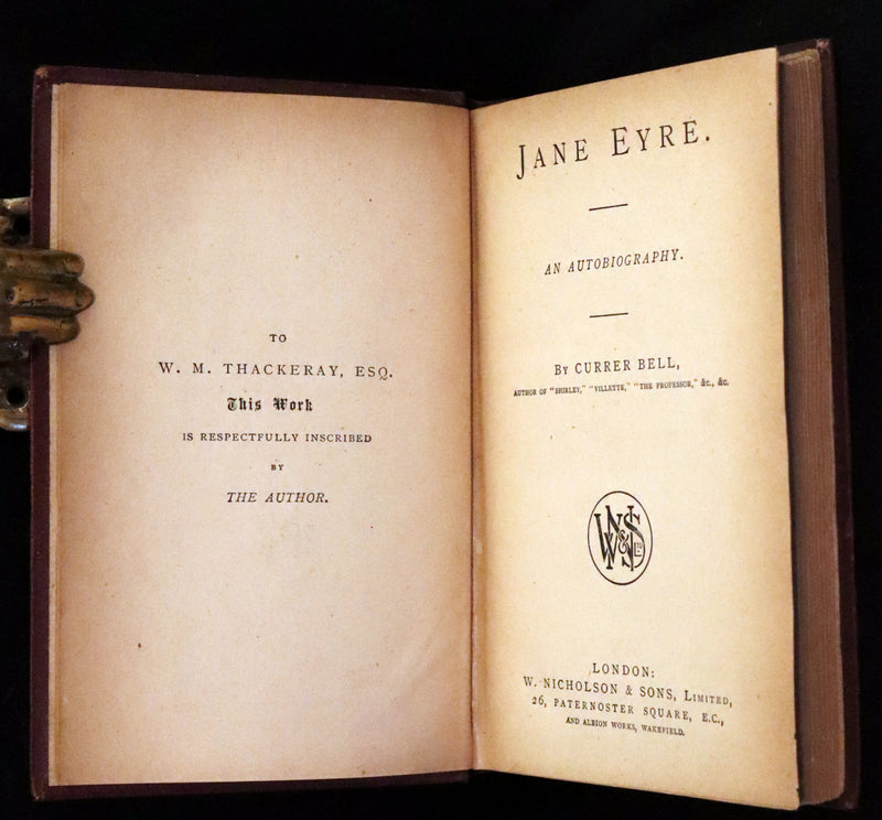 1890 Rare Victorian Book - Jane Eyre. An Autobiography by Currer Bell (Charlotte Brontë).
