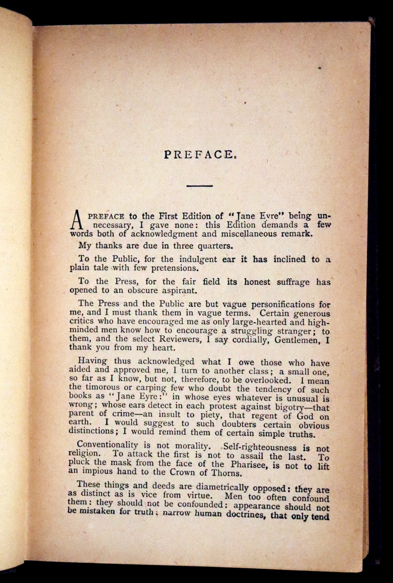 1890 Rare Victorian Book - Jane Eyre. An Autobiography by Currer Bell (Charlotte Brontë).