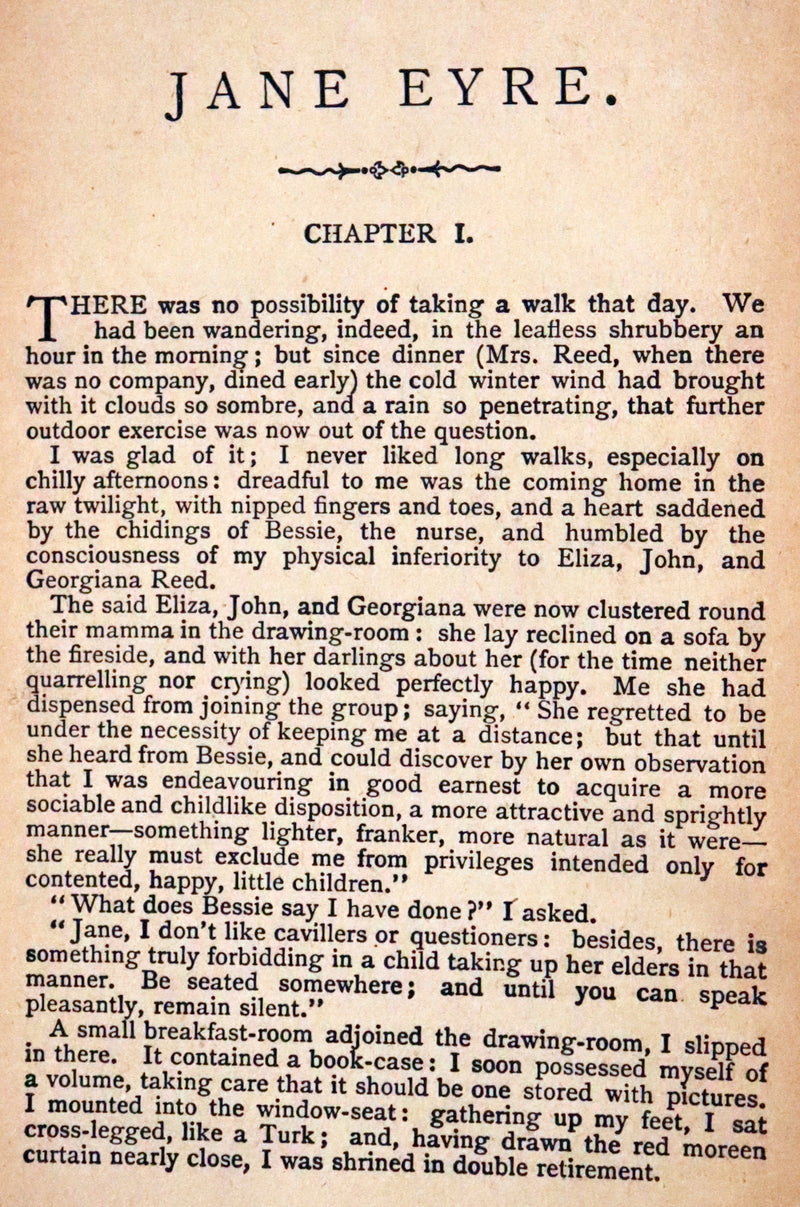 1890 Rare Victorian Book - Jane Eyre. An Autobiography by Currer Bell (Charlotte Brontë).