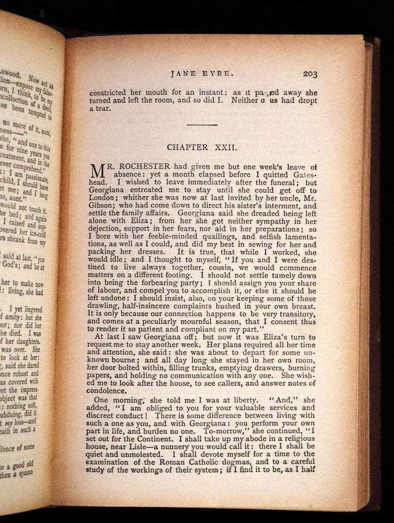 1890 Rare Victorian Book - Jane Eyre. An Autobiography by Currer Bell (Charlotte Brontë).