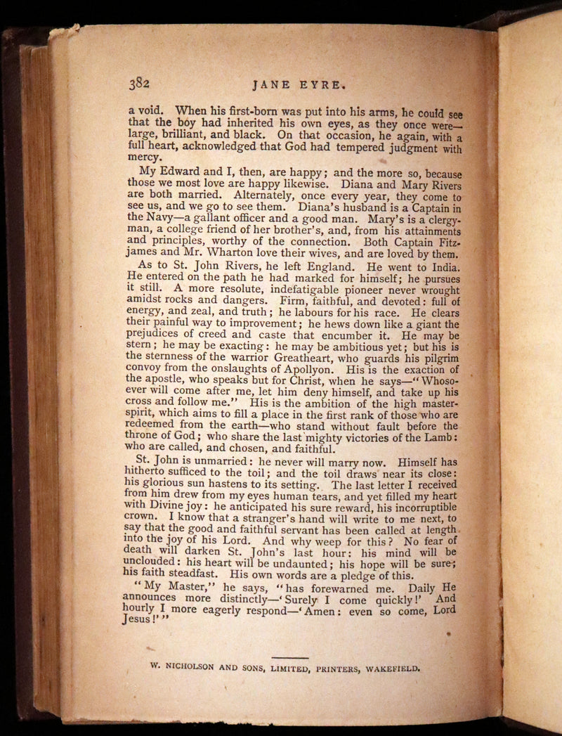 1890 Rare Victorian Book - Jane Eyre. An Autobiography by Currer Bell (Charlotte Brontë).