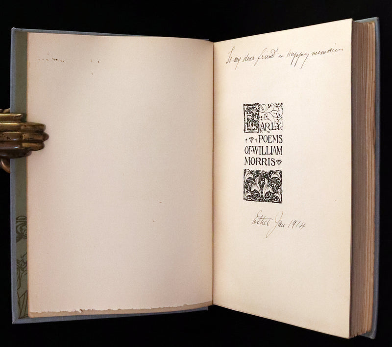 1914 Rare First Edition - Early Poems of William Morris Illustrated by Pre-Raphaelite Florence Harrison.