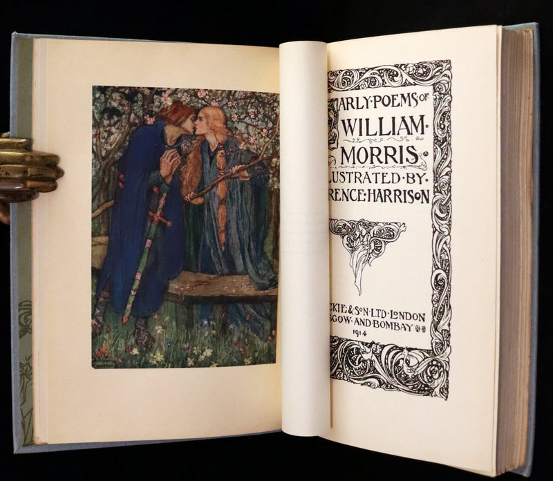 1914 Rare First Edition - Early Poems of William Morris Illustrated by Pre-Raphaelite Florence Harrison.