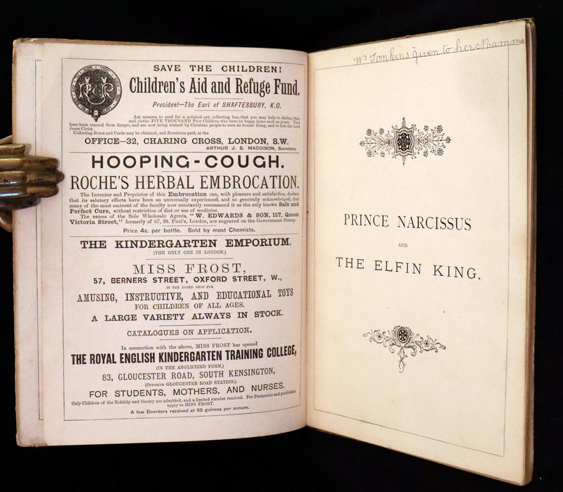 1880 Scarce First Edition Fairy Tale - Prince Narcissus and the Elfin King. Color illustrated.