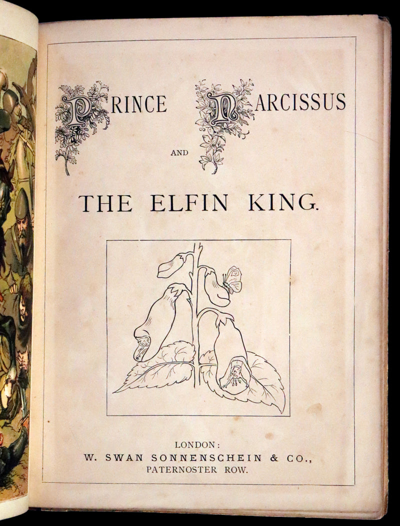 1880 Scarce First Edition Fairy Tale - Prince Narcissus and the Elfin King. Color illustrated.