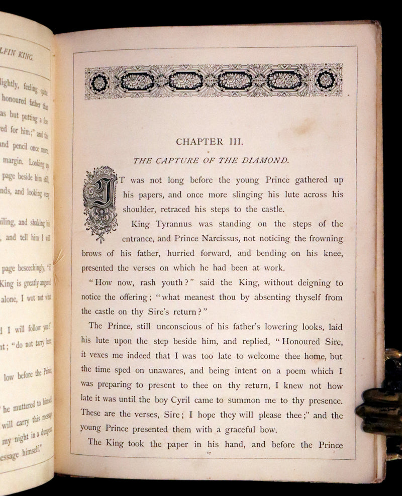 1880 Scarce First Edition Fairy Tale - Prince Narcissus and the Elfin King. Color illustrated.
