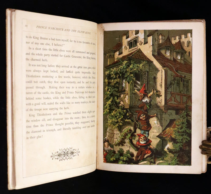 1880 Scarce First Edition Fairy Tale - Prince Narcissus and the Elfin King. Color illustrated.