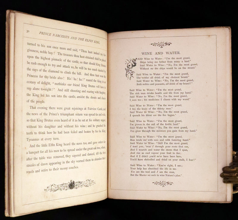 1880 Scarce First Edition Fairy Tale - Prince Narcissus and the Elfin King. Color illustrated.