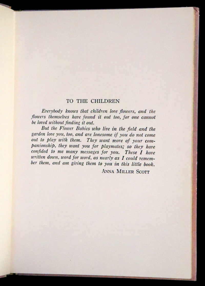 1914 Rare First Edition - The Flower Babies' Book by Anna M. Scott illustrated by "Penny" Ross.