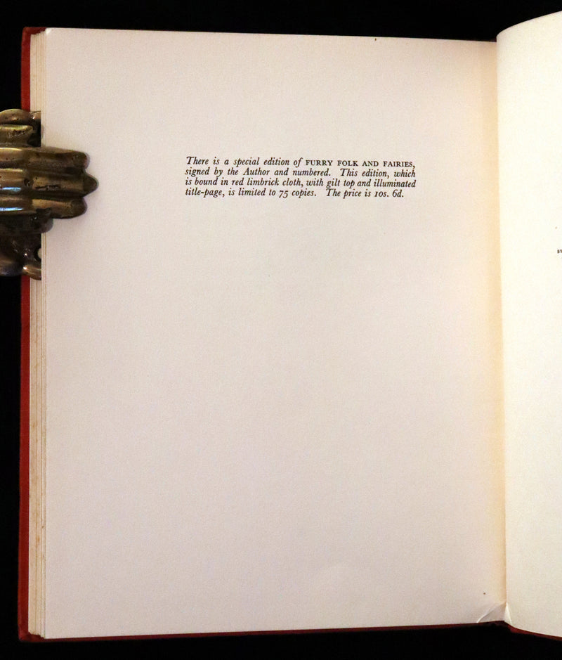 1931 First Edition inscribed by the Author - Furry Folk & Fairies by Margery Hart, Illustrated by Elizabeth Bevan & Norman Hart.