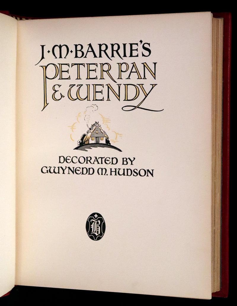 1931 Exquisite Binding - Peter Pan & Wendy. First Illustrated Edition by Gwynedd Hudson.