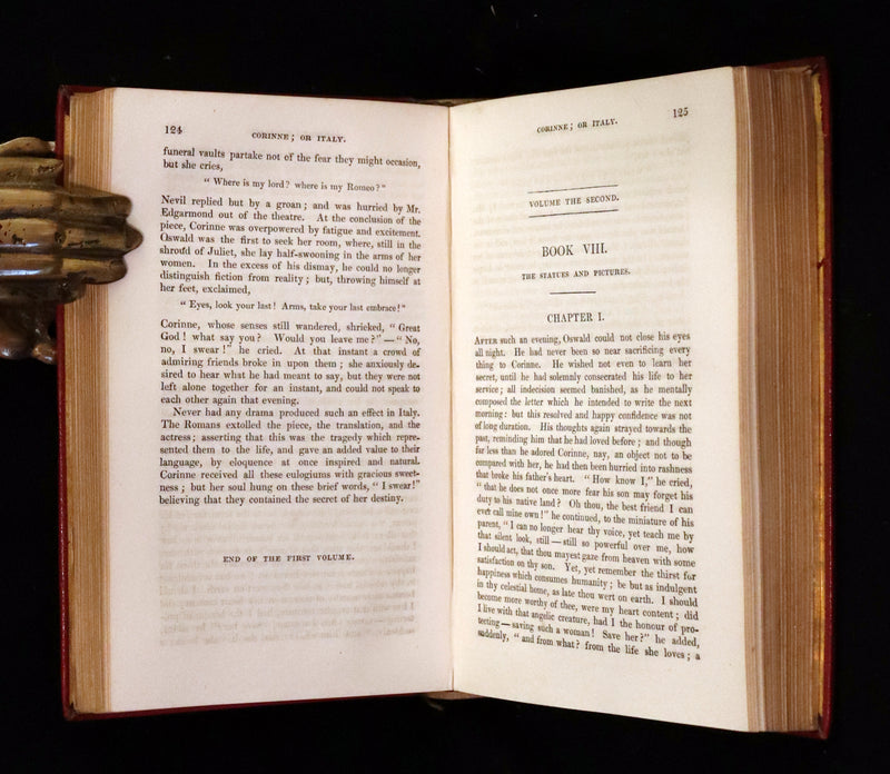 1833 Rare One volume First Edition - Corinne or Italy by Mme de Stael. Romanticism.