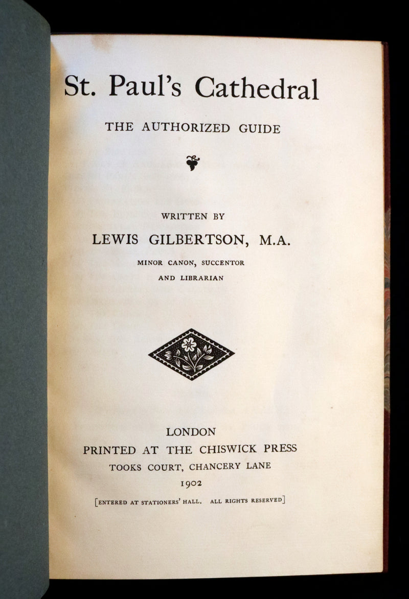 1902 Scarce First Edition Bound by Sangorski - London St. Paul's Cathedral Guide with 4 Plans.