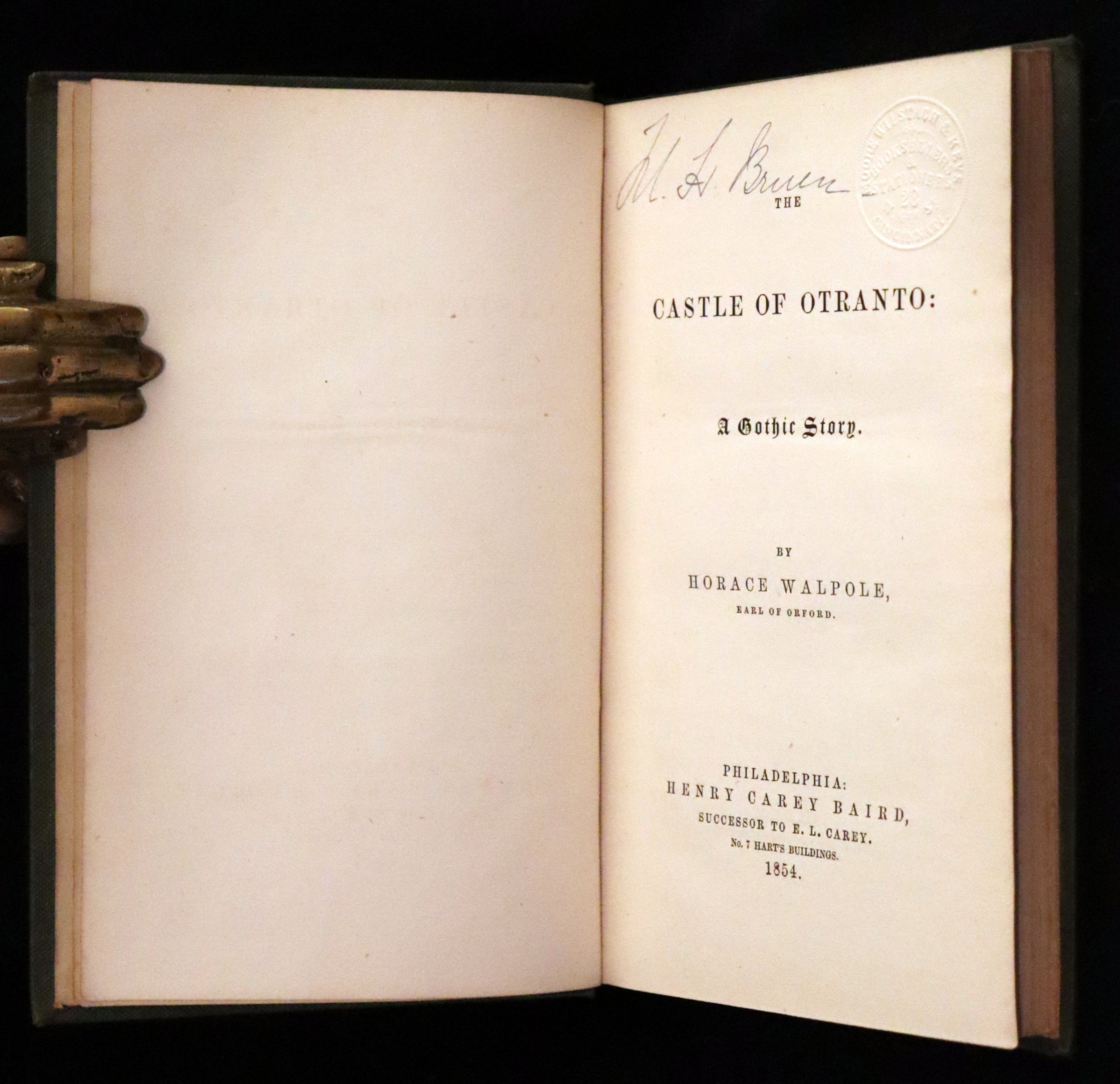 1854 Rare First US Edition - The Castle of Otranto, a Gothic Story Set ...