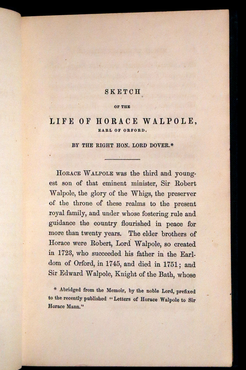 1854 Rare First US Edition - The Castle of Otranto, a Gothic Story Set in a haunted castle by Horace Walpole.