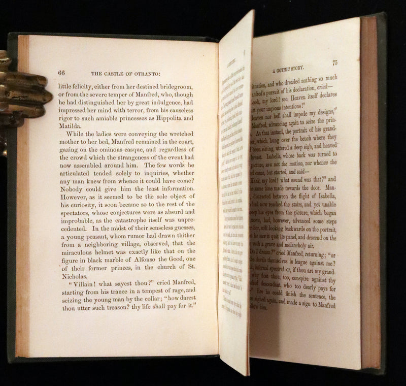 1854 Rare First US Edition - The Castle of Otranto, a Gothic Story Set in a haunted castle by Horace Walpole.
