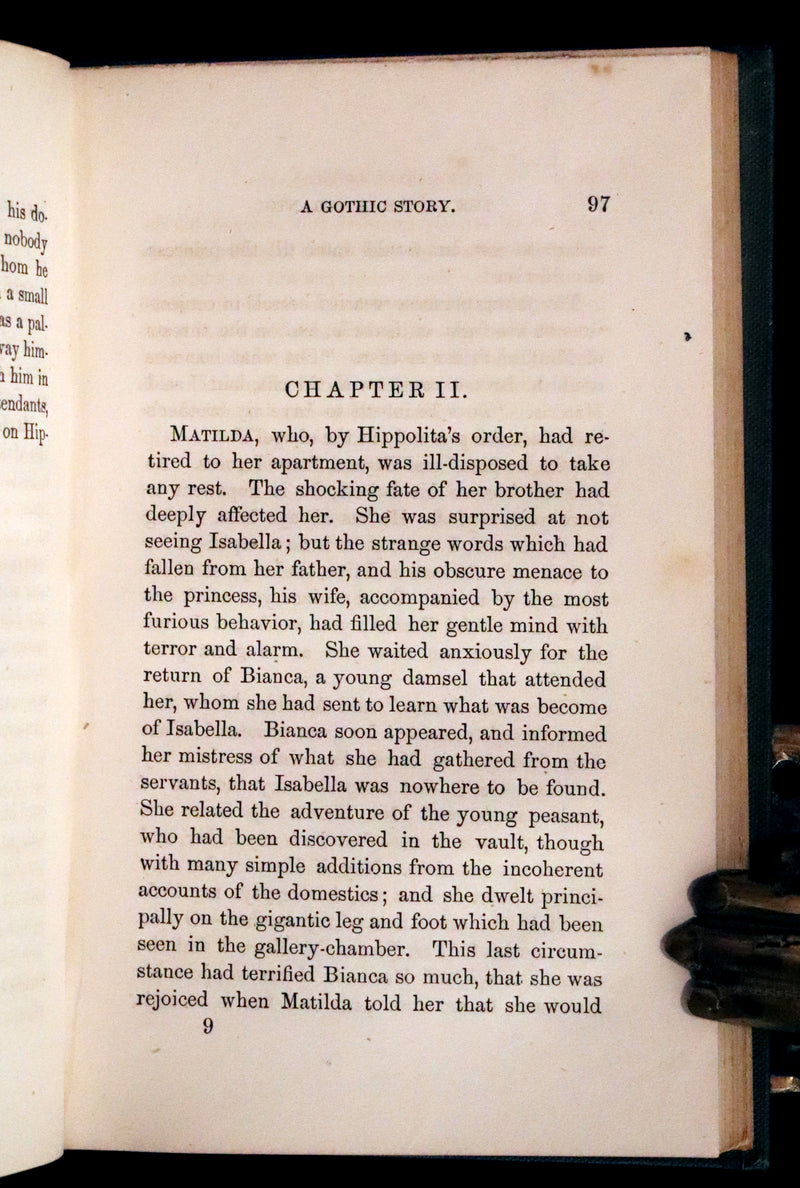 1854 Rare First US Edition - The Castle of Otranto, a Gothic Story Set in a haunted castle by Horace Walpole.