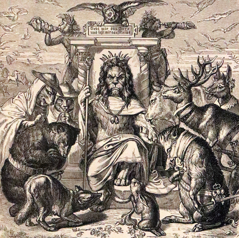 1886 Rare Book - Reynard The Fox, An Old Medieval Story Retold by Mme De Sanctis. Illustrated by Wilhelm Kaulbach.