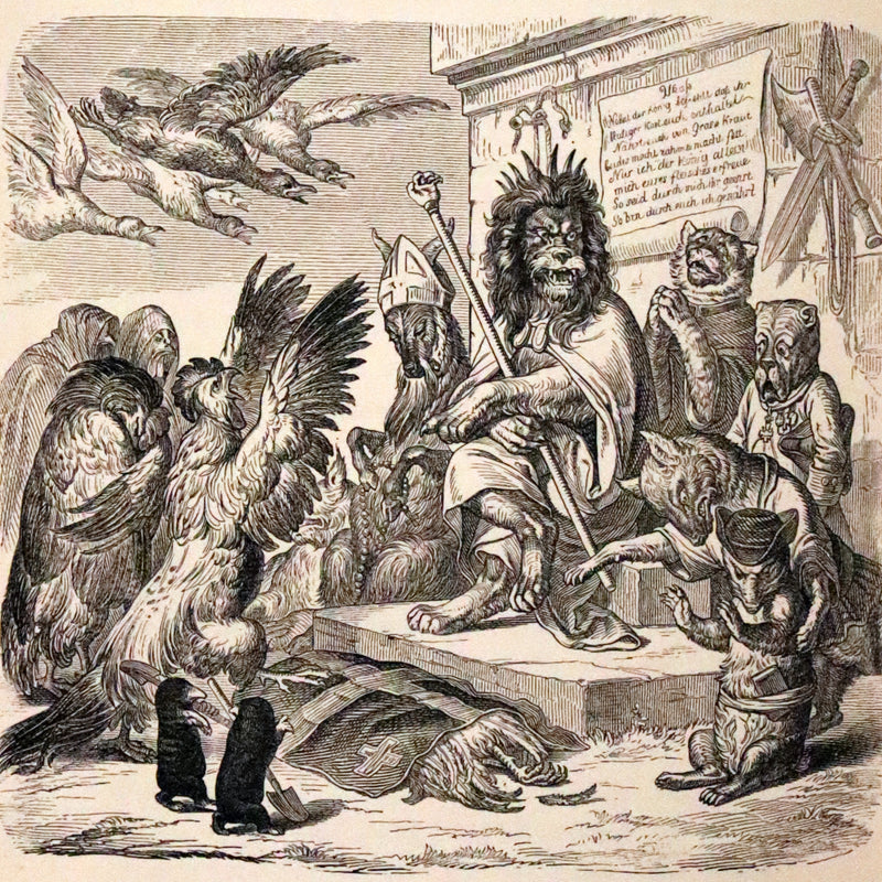 1886 Rare Book - Reynard The Fox, An Old Medieval Story Retold by Mme De Sanctis. Illustrated by Wilhelm Kaulbach.