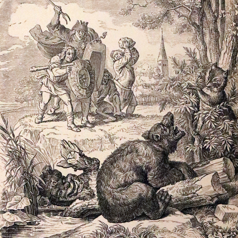 1886 Rare Book - Reynard The Fox, An Old Medieval Story Retold by Mme De Sanctis. Illustrated by Wilhelm Kaulbach.