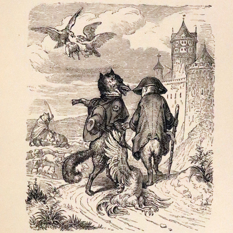 1886 Rare Book - Reynard The Fox, An Old Medieval Story Retold by Mme De Sanctis. Illustrated by Wilhelm Kaulbach.