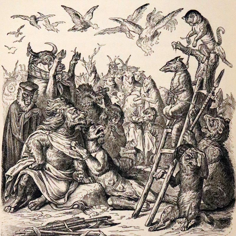 1886 Rare Book - Reynard The Fox, An Old Medieval Story Retold by Mme De Sanctis. Illustrated by Wilhelm Kaulbach.