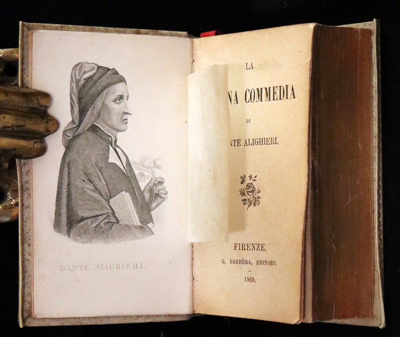 1869 Rare Italian Vellum Pocket Book - La Divina Commedia di Dante Alighieri. The Divine Comedy.