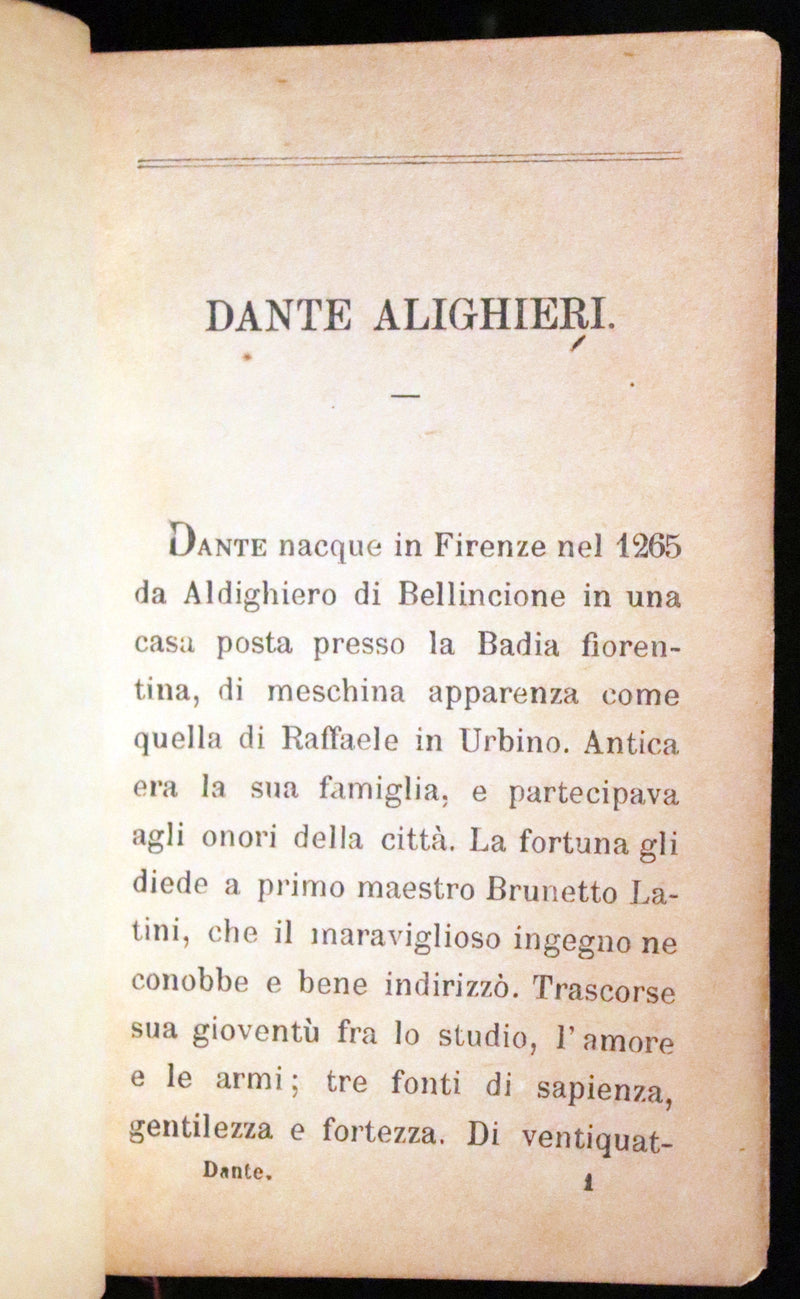 1869 Rare Italian Vellum Pocket Book - La Divina Commedia di Dante Alighieri. The Divine Comedy.