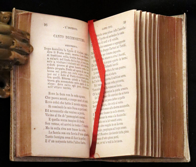 1869 Rare Italian Vellum Pocket Book - La Divina Commedia di Dante Alighieri. The Divine Comedy.