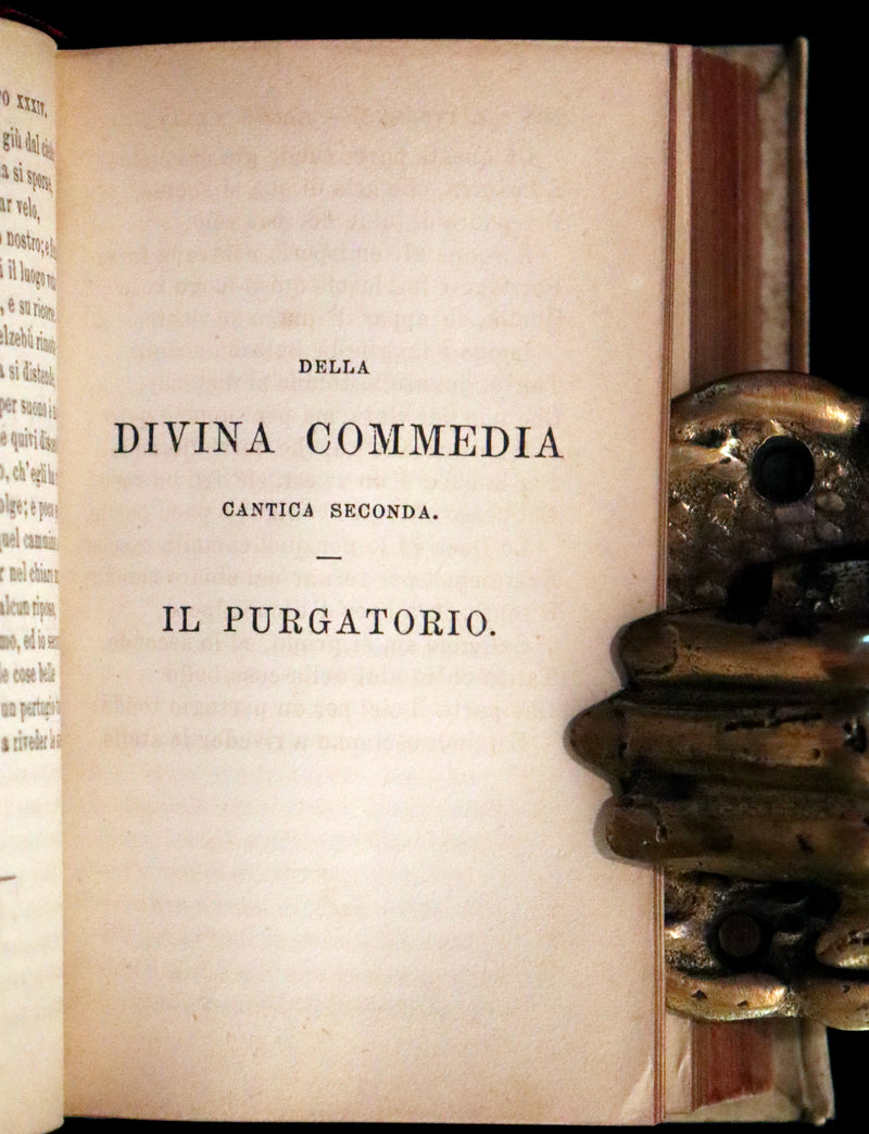 1869 Rare Italian Vellum Pocket Book - La Divina Commedia di Dante Alighieri. The Divine Comedy.