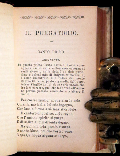 1869 Rare Italian Vellum Pocket Book - La Divina Commedia di Dante Alighieri. The Divine Comedy.