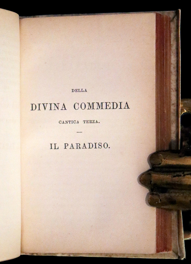1869 Rare Italian Vellum Pocket Book - La Divina Commedia di Dante Alighieri. The Divine Comedy.