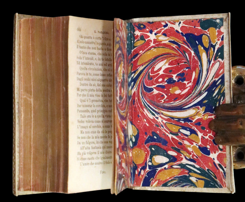 1869 Rare Italian Vellum Pocket Book - La Divina Commedia di Dante Alighieri. The Divine Comedy.