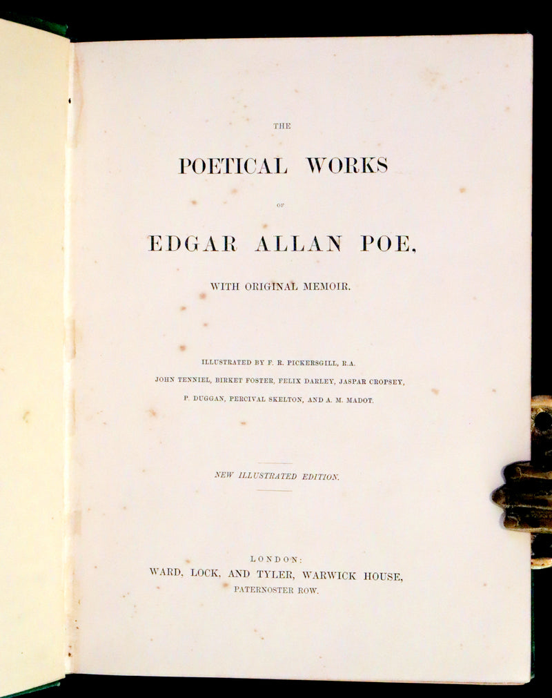 1867 Scarce Victorian Book - The Poetical Works of Edgar Allan Poe. Illustrated Edition.