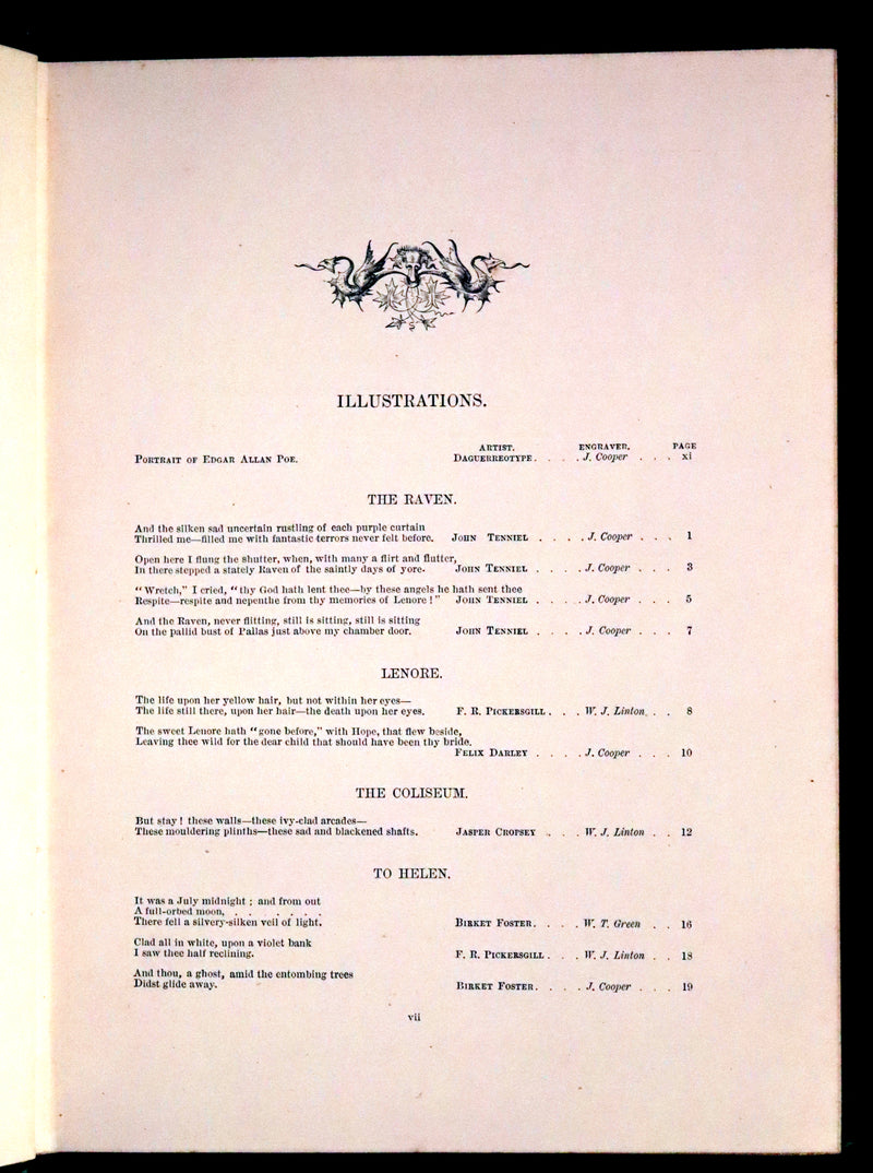 1867 Scarce Victorian Book - The Poetical Works of Edgar Allan Poe. Illustrated Edition.