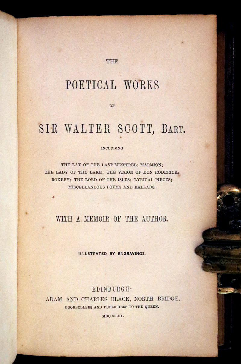 1853 Rare Book ~ Lady of the Lake and Poetical Works by Sir Walter Scott, Illustrated by Birket Foster and John Gilbert.