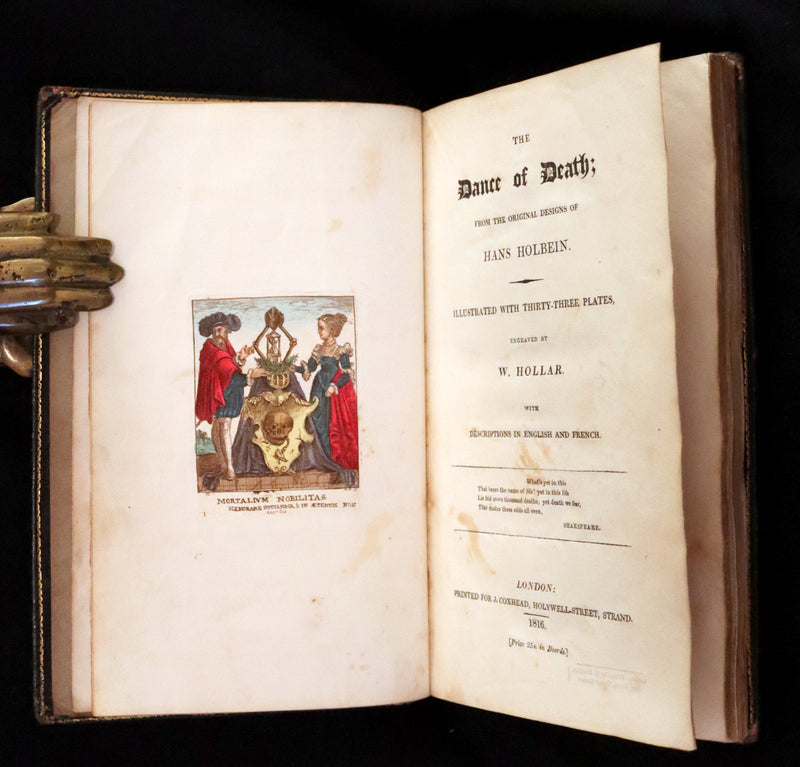1816 Scarce Book -The Dance of Death, Danse Macabre by Hans Holbein, Color illustrated.