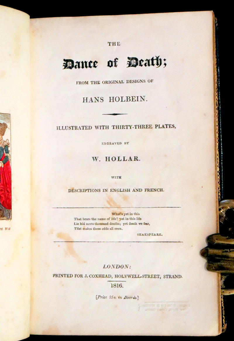 1816 Scarce Book -The Dance of Death, Danse Macabre by Hans Holbein, Color illustrated.