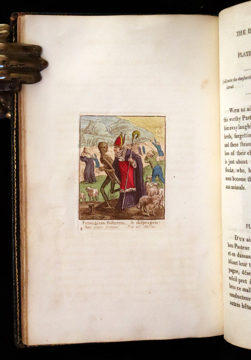 1816 Scarce Book -The Dance of Death, Danse Macabre by Hans Holbein, Color illustrated.