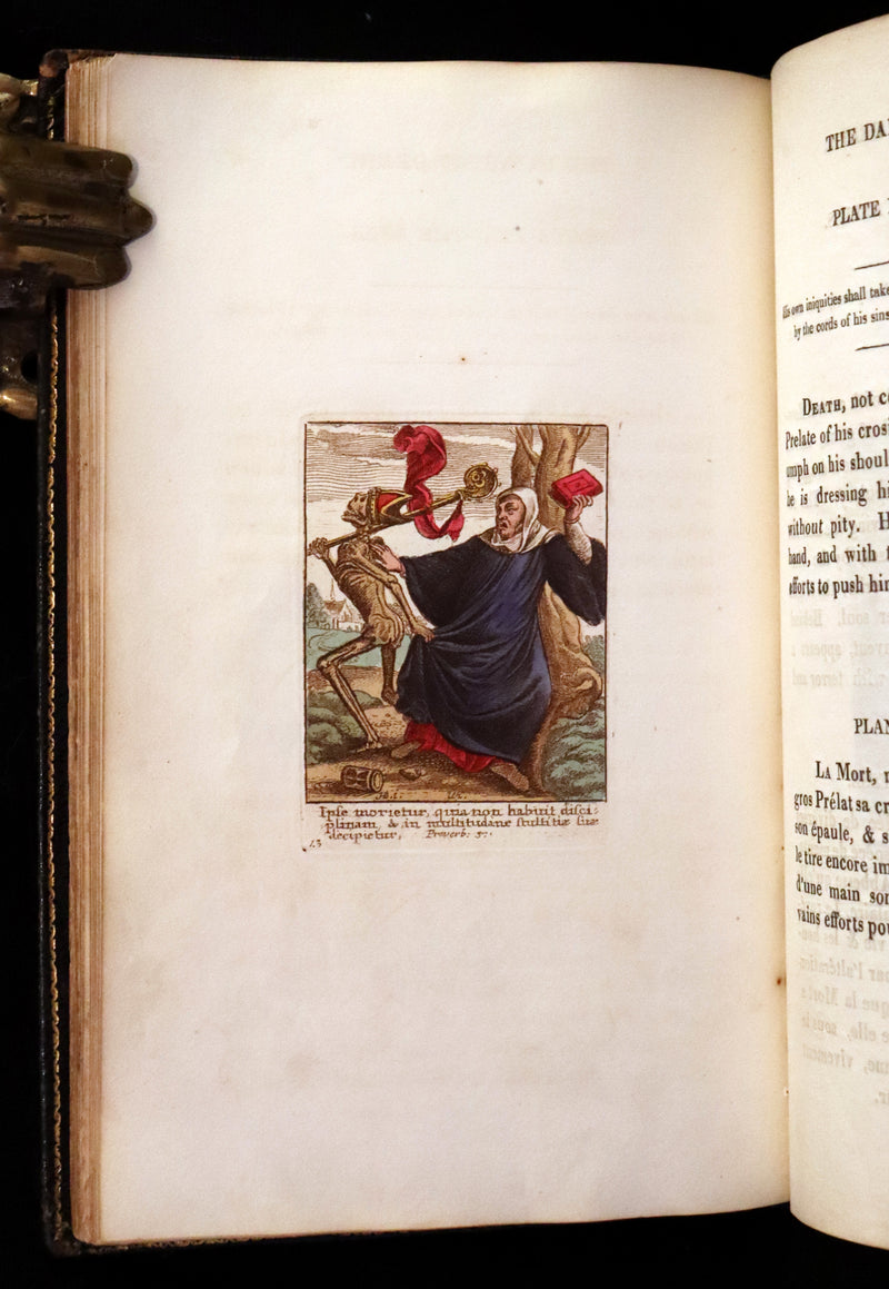 1816 Scarce Book -The Dance of Death, Danse Macabre by Hans Holbein, Color illustrated.