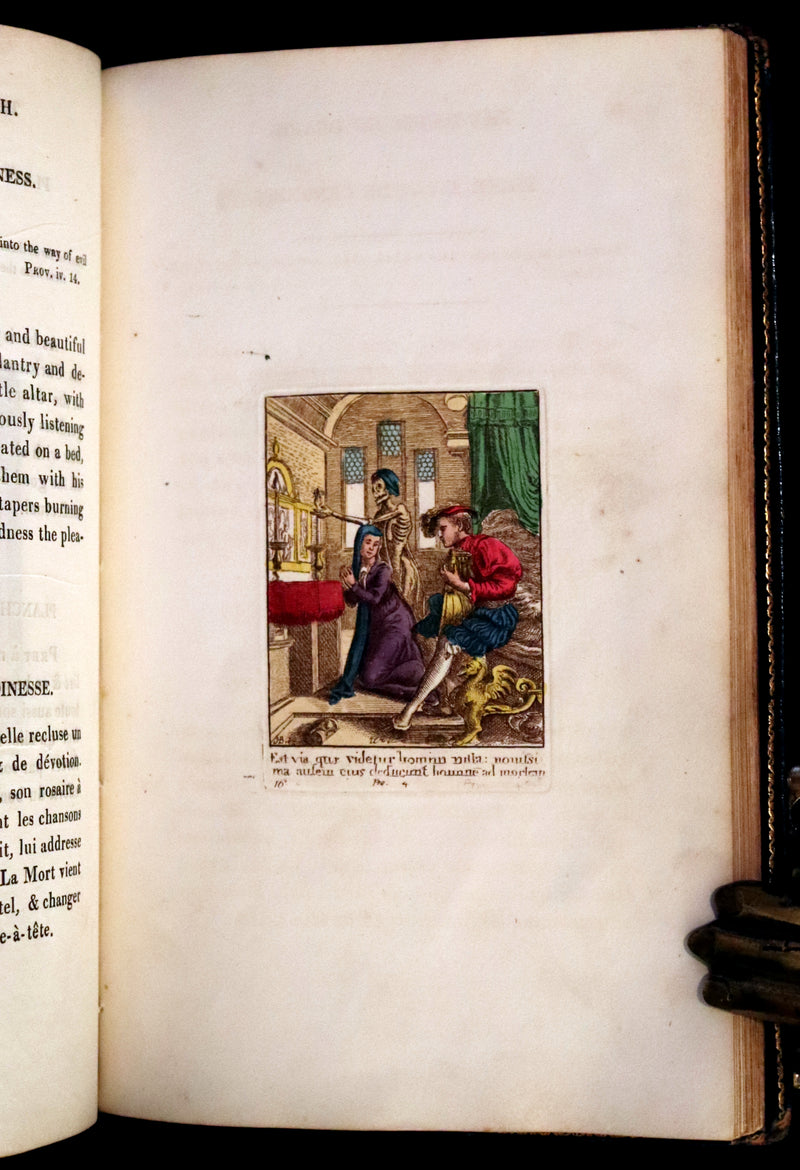 1816 Scarce Book -The Dance of Death, Danse Macabre by Hans Holbein, Color illustrated.
