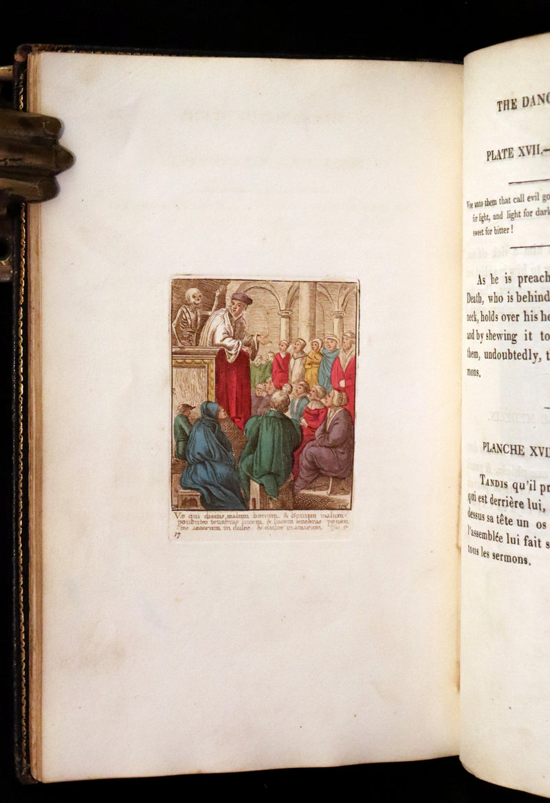 1816 Scarce Book -The Dance of Death, Danse Macabre by Hans Holbein, Color illustrated.