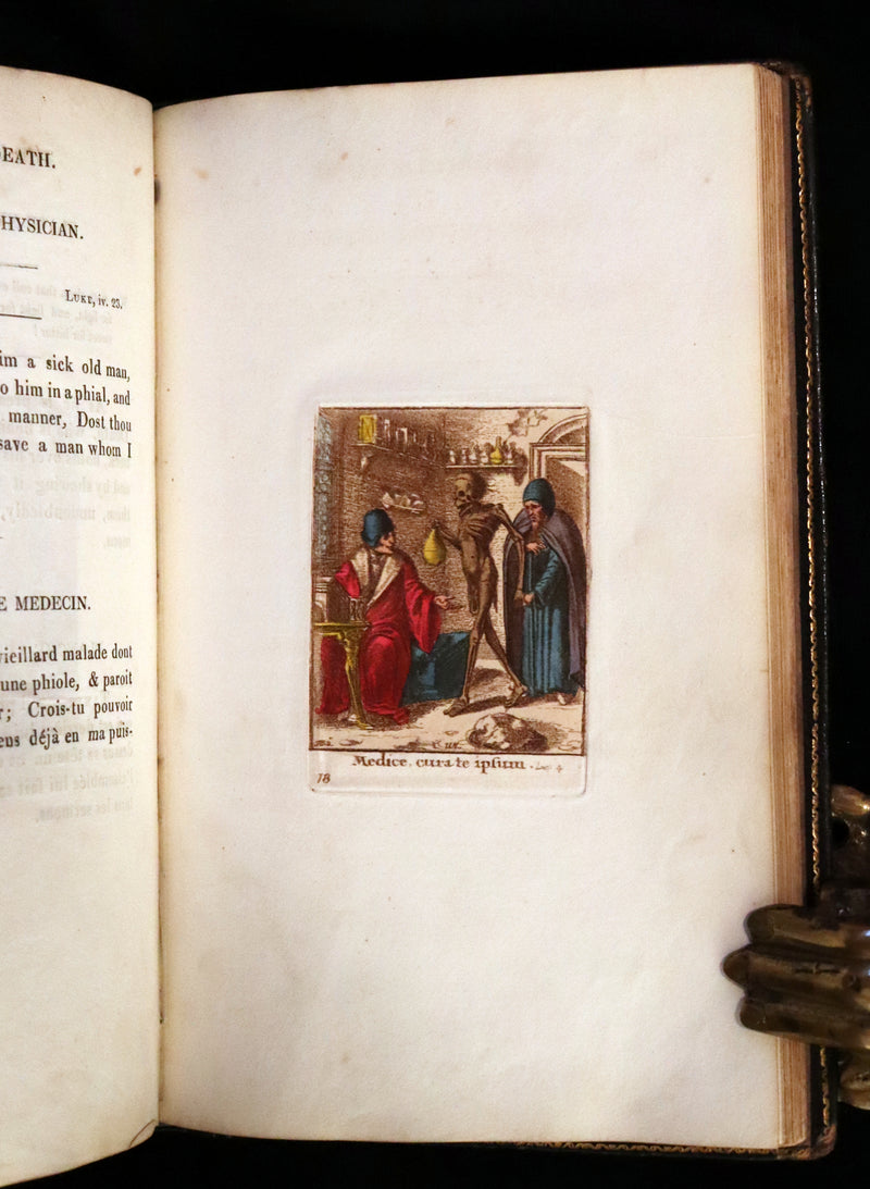 1816 Scarce Book -The Dance of Death, Danse Macabre by Hans Holbein, Color illustrated.